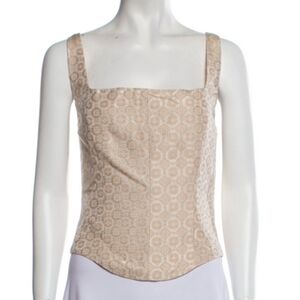 Reformation Brocade Corset Top Cream 12